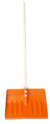 Snow Shovel, 120cm Long Wooden Handled Snow Pusher, Multipurpose Plastic Shovel for Snow, and Garden Debris, 41.5cm Head Width (Orange)