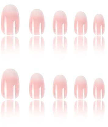 KGDUYC Faux ongles et capsules - 24 pcs Faux Ongles Moyen Cercueil, Français Press on Nails Rose Ballerine Ongles à Coller, Acrylique Bâton sur Les Ongles avec Autocollants Adhesif Square Faux Ongles