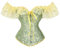 LYSINK Womens Off Shoulder Corset Tops with Lace Sleeve, Tie Front Vintage Floral Boned Overbust, Renaissance Bustier (A-Green, M)