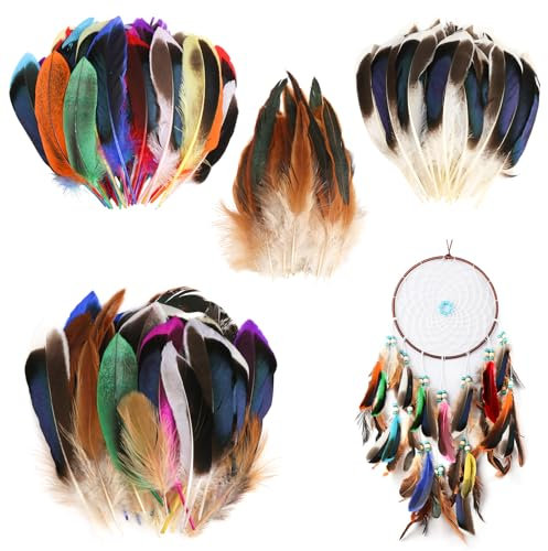 Haocjanc 300 Stück Federn zum Basteln, 3 Stil Farbige Federn, Weiche Feder, Geruchsneutrale Feine Federn für Traumfänger Bastelset, Schmuck und Masken