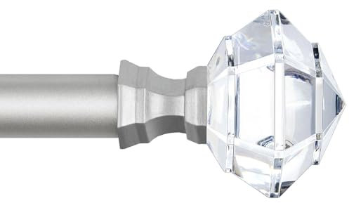 HOTOZON Silber Vorhangstange, 80 bis 365 cm Gardinenstange Ausziehbar für Wohnzimmer, Esszimmer, Küche und Arbeitszimmer, Diamantfoemige Endstücke