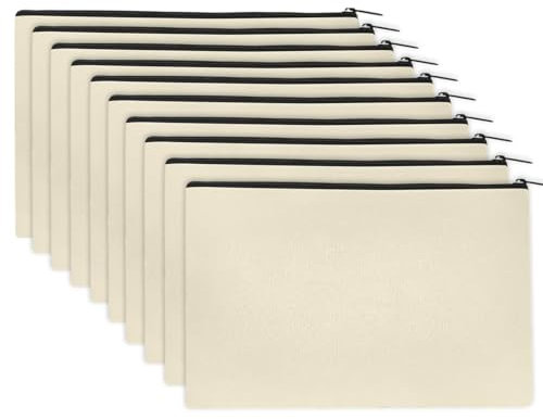 Shirene Trousse de Maquillage en Toile,10 PCS Sac en Toile,Trousse de Toilette pour Bricolage,Trousses à Crayons,Trousses pour Maquillage,Produits de Toilette,Papeteri