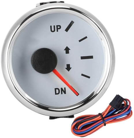 UDHBJEBQ 9-32 V 52 mm Trimmanzeige von Oben nach unten, wasserdichtes Trimmmessgerät, Ausgleichsinstrument for Boots-LKW, 0-190 Ohm, Trimm-Neigungsanzeige(White)