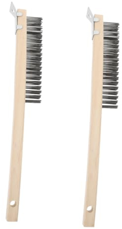 POPETPOP 2pcs Pizza Oven Brush Wooden Handle for Easy Cleaning of and Wire Scrub Brush for Restaurants and Home Kitchens