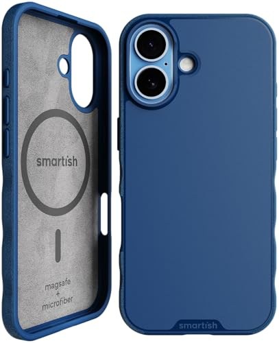 Smartish® Gripmunk MagSafe-Hülle für iPhone 17 – magnetische, schlanke Hülle [leicht und schützend], dünne Griffhülle mit Mikrofaser-Futter für Apple iPhone 17, Blues on the Green