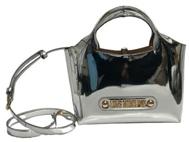 Moschino Borsa donna Love mano/tracolla in ecopelle mirror argento Dimensioni borsa: Media