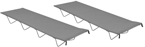 Gecheer Campingbetten 2 STK. 180x60x19 cm Oxford-Gewebe und Stahl Grau, Feldbett Campingbett mit Aufbewahrungstasche für Zelten Outdoor Wanderung Reisen Strand312486