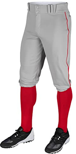 Champro Uni-Erwachsene Triple Crown Baseball Knickers with Braid Dreifach-Kronen-Höschen aus Polyester mit Zopf, Grau, Scarlet Pipe, Medium