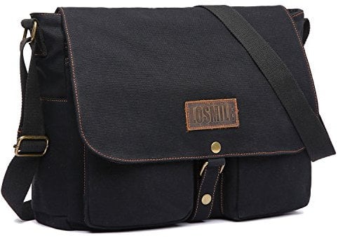 LOSMILE Herren Schultertasche,Leinwand Umhängetaschen,Canvas 15.6 Laptop Tasche,Schulranzen, für Schule und Arbeits. Große Größe.