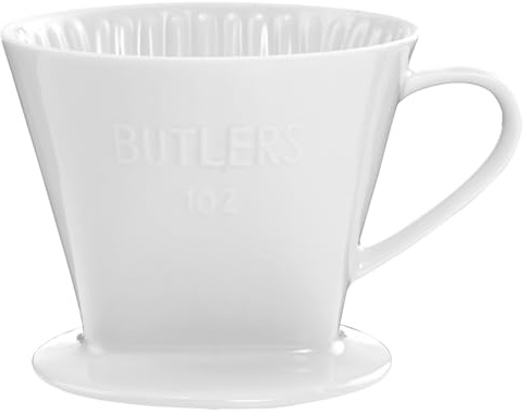 BUTLERS Kaffeefilter Keramik - TRADITIONAL - | Farbe Weiß - 13x16 cm - Handfilter für Filterkaffee & Americano - Permanentfilter für Kaffeepulver