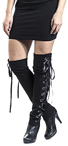 Gothicana by EMP Damen schwarze Beinstulpen mit Schnürung L-XL