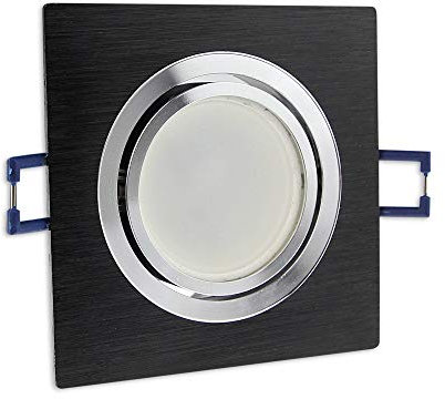 LED Einbaustrahler eckig - schwarz 5 Watt warmweiß 230V - GU10 Einbau-Leuchte schwenkbar Ø68mm Bohrloch - Einbau-Spot Decken-Strahler Deckeneinbaustrahler Deckenspot Deckeneinbauleuchte