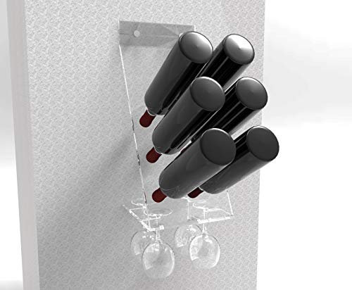 Astroplastic Espositore portabottiglie in plexiglass per vini da parete con porta calici