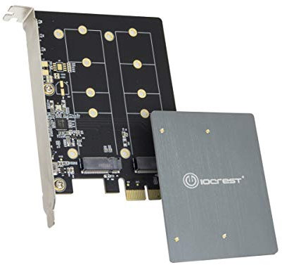 IO Crest Dual M.2 B-Key PCI-e 3.0 x1 Adapter mit Kühlkörper Jmicro JMB582 Chipsatz, SI-PEX40153