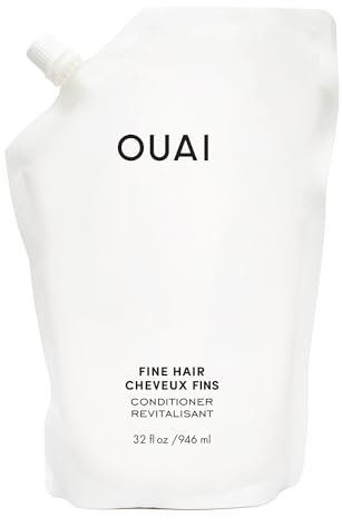 OUAI Fine Conditioner Refill Pouch - Lightweight Conditioner for Softness, Bounce & Volume - Made with Keratin and Biotin - 32 fl oz