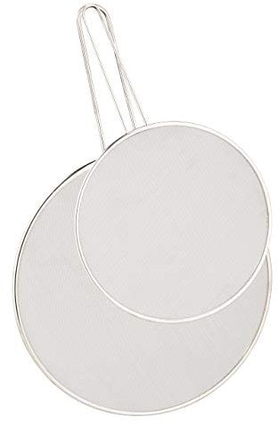 Relaxdays, Argento Paraschizzi per Padelle, Set da 2, Acciaio Inox, per Pentole con ∅ da 25 & 33 cm, Cestello con Manico