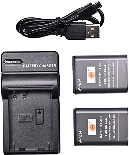 DSTE EN-EL23 Li-ION Batterie (2-Pack) et Chargeur USB Costume Compatible pour Nikon Coolpix P600 S810c P900S Digital Caméra
