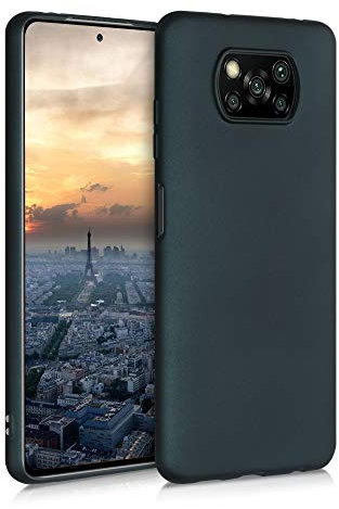 kwmobile Case kompatibel mit Xiaomi Poco X3 NFC/Poco X3 Pro Hülle - Schutzhülle aus Silikon metallisch schimmernd - Handyhülle Metallic Petrol