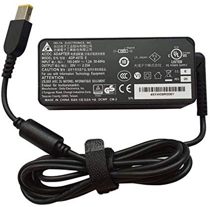 Delta 45W Laptop Adapter for G410, G500, G500s, G505, G505s, G510S, G700, B5400 Thinkpad X240, E440, E540; Carbon X1; Helix; Edge E431, E531, S431, T431s Charger Square Yellow USB Tip