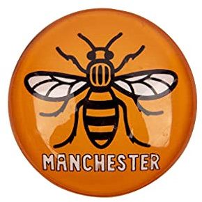 Big City Crystal Fridge Magnet Union Jack British Manchester Bee Liverpool Birmingham Newcastle Round (Manchester Bee Yellow)
