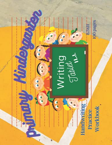 Primary Kindergarten Writing Tablet: Landscape 8.5x11 in. double lined( with dotted line in between) white paper@100 pages.: Double lined( with dotted ... for writing practice for kids 3-6 years old.