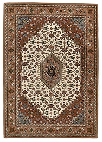 Theko Royal Persian | Teppich aus 100% Schurwolle (IWS) | handgetuftet | Größe: 40 x 60 cm | Farbe: Beige