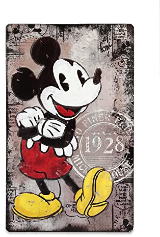 Open Road Brands Disney Mickey Mouse Since 1928 Metall-Wandkunst, Vintage-Micky-Maus-Schild für Kinderzimmer, Spielzimmer oder Filmzimmer