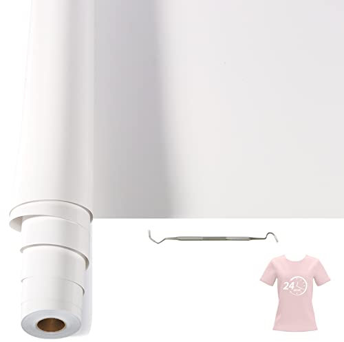 Bocguy Película de Vinilo Textil, 30.5 CM X 610 CM Rollos de HTV Vinilo Transferencia Térmica para Planchar Transferencia de Calor en DIY Camisetas y Más Telas, Fácil de Cortar (Blanco)