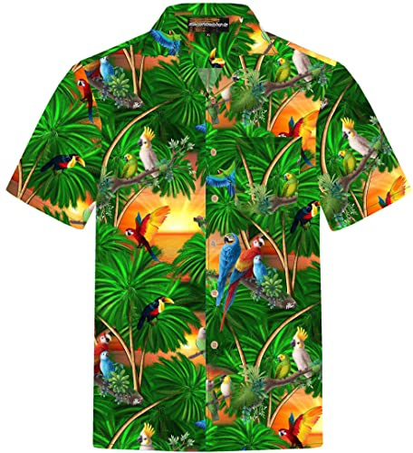 Hawaii Hemd Männer Baumwolle Größe S - 8XL Herren Hawaiihemd Kurzarm Papageien