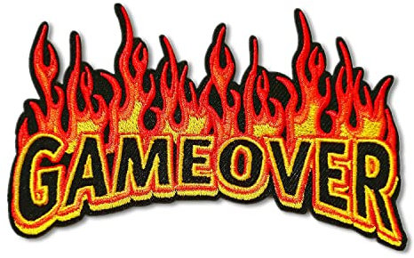 CHBROS Fire Embroidered Patches Iron on Sew on Patches for Clothing Jackets etc.-Game Over