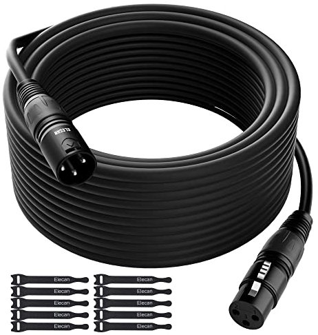 XLR Cable Microphone Cable 150 Feet,Elecan Heavy Duty Balanced XLR Speaker Cable (From 25-200FT) 3-Pin Shielded Male to Female Mic Cord,DMX Stage Lighting Patch Cable for Speaker Systems Mixer+10 Ties