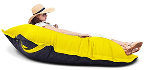 Gardenista Riesen-Sitzsack XXL 125×160 cm | Wasserfestes Slab Bean Bag | Kinder & Erwachsene Riesensitzsack Groß EPS Perlen Füllung | Indoor Outdoor Liegekissen Sitzkissen Bodenkissen (Gold)