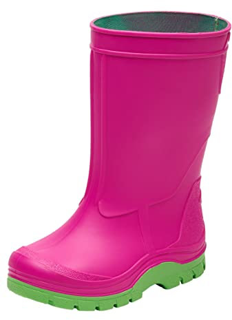 Realpaks Stivali di gomma per bambini impermeabili SD 2/2 - stivali da pioggia per ragazzi e ragazze - Rosa_verde 33_34