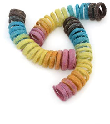 GLACIART ONE Filz-Spielzeug für Katzen im Frühlingsdesign – 3 Stück weiches, flauschiges Bereicherungs-Spielzeug aus 100% natürlicher Wolle - Interaktives, dehnbares Katzenspielzeug-Set - 30 cm lang