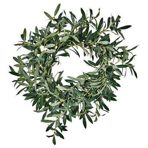 Loberon Kranz Zoey, Olivenkranz, natüriches Flair, festliches Deko-Objekt, Weihnachtsdekoration, Weihnachten, Kunststoff, grün