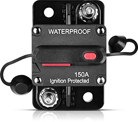 Disjoncteur de Voiture, 150A 12V- 48V DC Disjoncteur étanche à Support De Fusible et Interrupteur Manuel, Auto Disjoncteur Protection pour Moteur Auto Voiture Marine Bateau Vélo Stéréo Audio