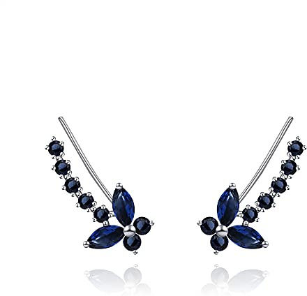 QUKE Crystal Zirconia Wrap Ear Climbers Ear Clamp Earrings for Women and Girls, Crystal