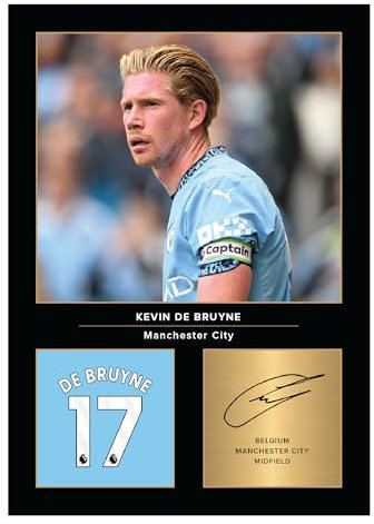 Icons Wall Art Kevin De Bruyne signiertes Foto, A4, Geschenk für Manchester City Fans, digital reproduziert, ungerahmt