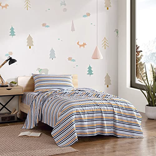 Eddie Bauer - Doppelbett-XL-Bettlaken, schmutzabweisend, ideal für Kleinkinder-Bettwäsche-Set (Leuchtend gestreift, blau, Doppelbett)