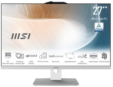 MSI Modern AM272P 1M-838DE All-in-One weiß 27 FHD Display (68,6cm), Intel i5-120U, 8GB RAM, 512GB SSD, Intel Grafik,
