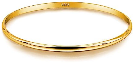 Dankadi Bracciale sottile in argento 925, 3 mm, largo piatto, semirotondo, 60 mm, 65 mm, 68 mm, diametro 1/2/3 mm, placcato oro rosa, cinturino liscio semplice, stile classico, per donna madre adulta,