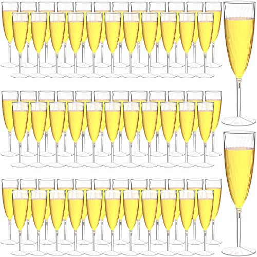 Gerrii Copas de champán de plástico desechables, 72 unidades, desechables, ideales para el hogar, diario, boda, tostado, beber, champán, fiesta, suministros