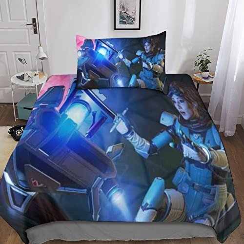 KRIVS Apex Legends Bettwäsche Set 3D Print Bettbezug,bettwäsche Mikrofaser Bettbezug, Mit Reißverschluss Und Kissenbezug Für Schlafzimmer, Weiche Bequemer Single(135x200cm)