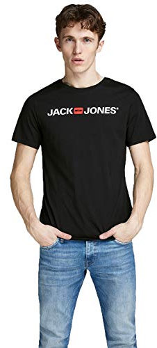 JACK & JONES Men's T-Shirt, King Size Short Sleeve Crew Neck Cotton Tee - Big & Tall Premium Quality Designer Top for Men - Comfort Fit (L-6XL) Black