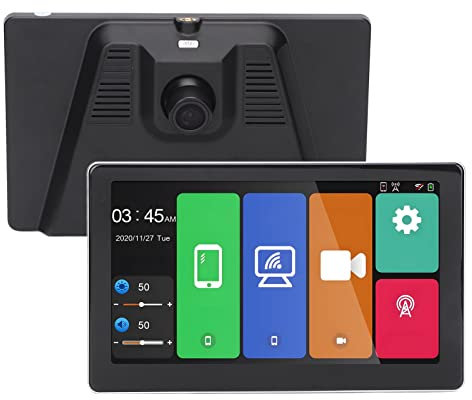 4K Dash Kamera für Autos, Dashcam Vorne und Hinten Weitwinkelobjektiv mit 7 Zoll HD Großbildschirm, Kabelloses Carplay, Dual Objektiv, Android Auto, Parkmonitor, G Sensor (T20)