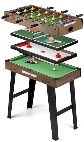 PowerPlay 4-in-1 Multi-Sports Game Table Set, Indoor Family Games, Table Football, Pool Table, Table Tennis and Table Hockey, for Kids and Adults