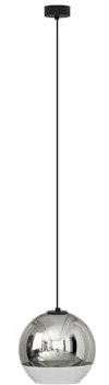 Licht-Erlebnisse Pendelleuchte Kugelschirm Chrom E27 Ø 20 cm H: max. 145 cm verstellbar Modern Metall Glas Hängelampe Esszimmer Esstisch Wohnzimmer Hängeleuchte