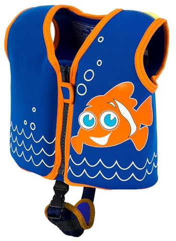 Konfidence Schwimmweste – Premium Schwimmjacke mit abnehmbarem Sicherheitsgurt für Kinder | Einstellbarer Auftrieb | CE-konform | Von Schwimmschulen empfohlen (Clownfish, Small)