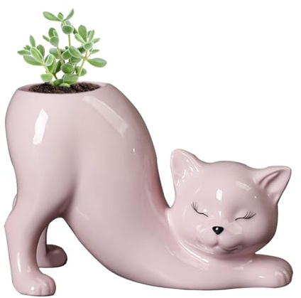 Poupangke Katzen-Übertopf, einzigartiger Blumentopf, Desktop-Pflanzgefäß, Vasenhalter, moderner kreativer Katzen-Pflanztopf für Hydrokultur-Pflanzen, Hausgarten, Hochzeitsdekoration,