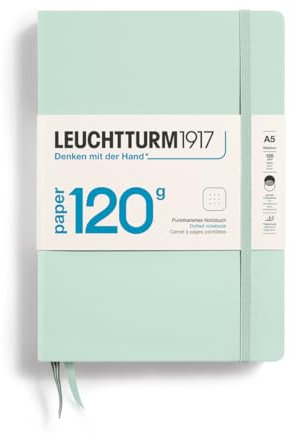LEUCHTTURM1917 370344 Notizbuch Medium (A5) 120 g/m² Paper Edition, Hardcover, 203 nummerierte Seiten, Mint Green, dotted